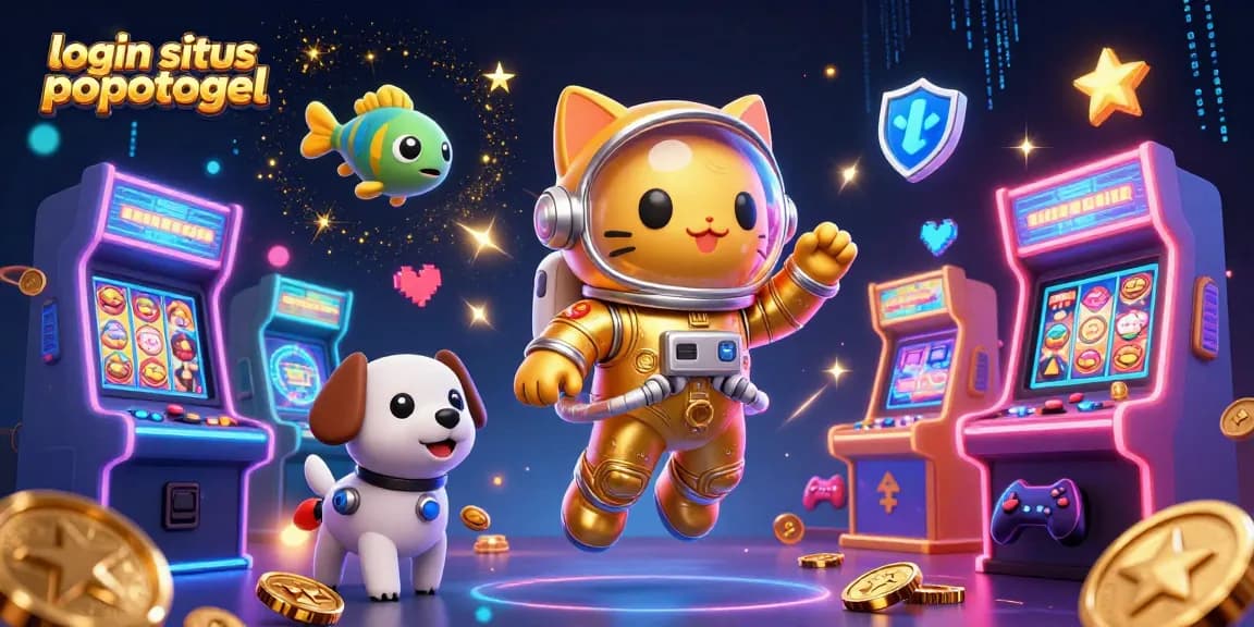 Engage with login situs popotogel and enjoy thrilling 3D casino adventures with a cat astronaut and robot dog.