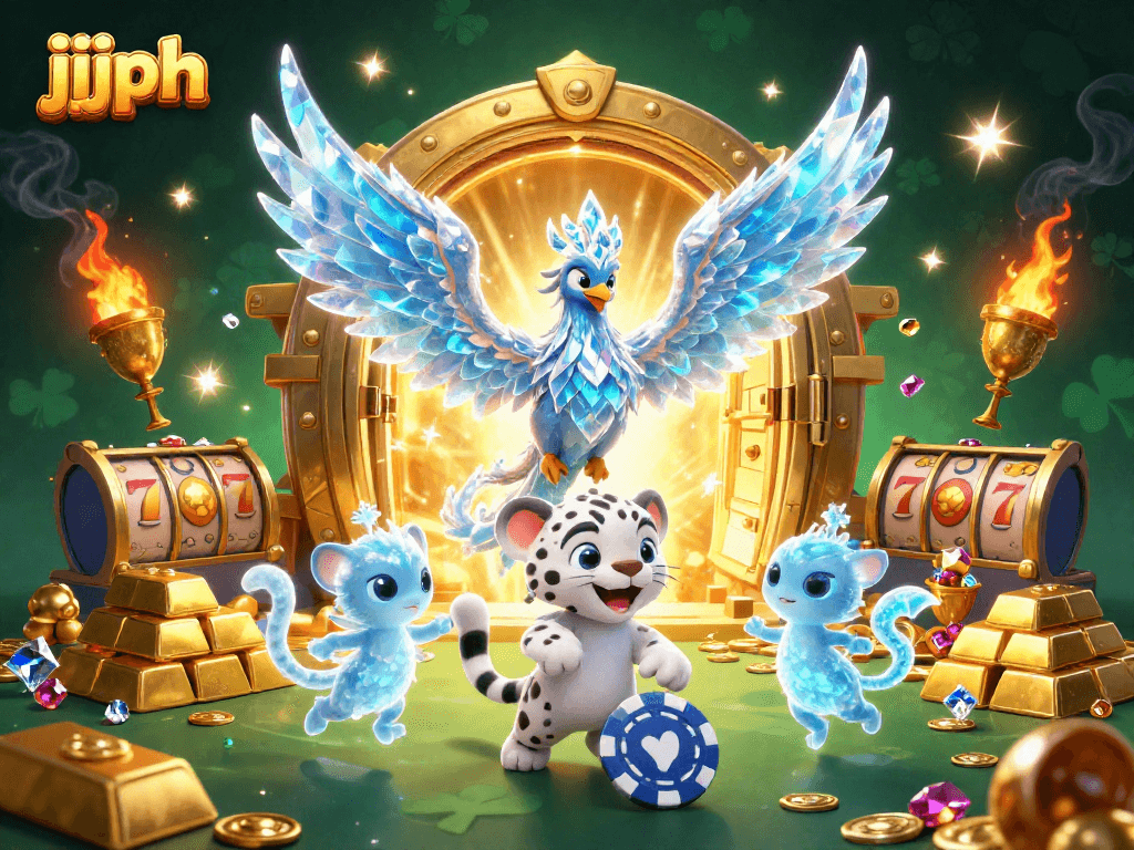 Experience thrilling moments with jjjph as the ice phoenix and snow leopard delve into a rich casino scene.