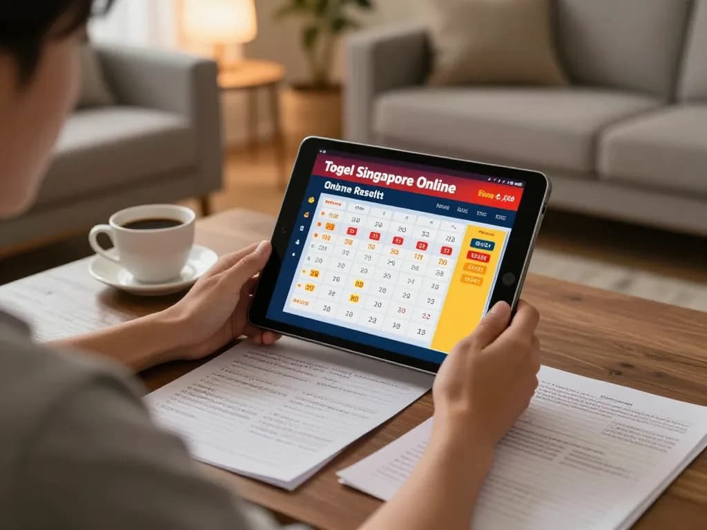 Engaging with Togel hari ini results on a tablet in a cozy living room