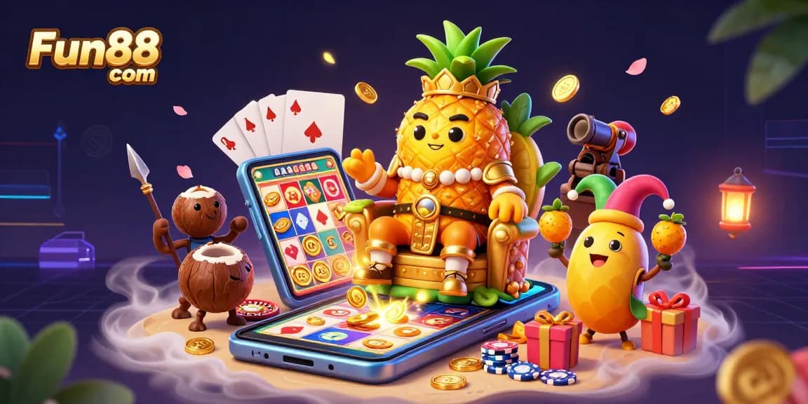 Experience thrilling gameplay with Fun88 com's vibrant 3D casino scene featuring dynamic slot game action.