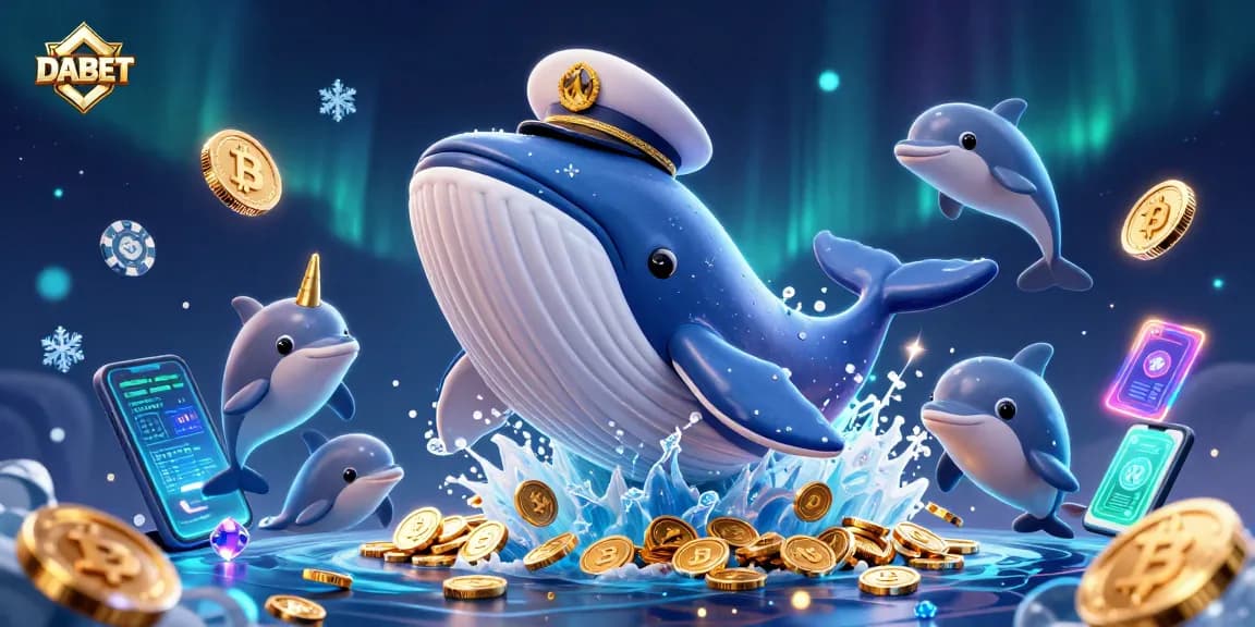 Experience thrilling gaming with DABET's vibrant casino scene featuring a whimsical whale and colorful marine life.