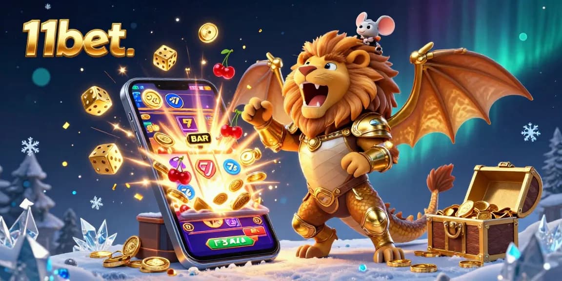 Experience thrilling wins at 11bet with our vibrant 3D illustration featuring a jackpot explosion and casino magic.