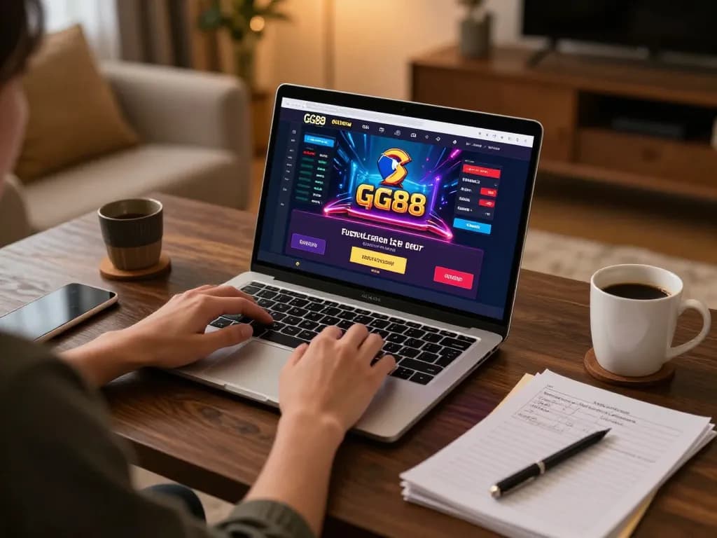 Engaging in online gaming at GG88 while enjoying a cozy home atmosphere
