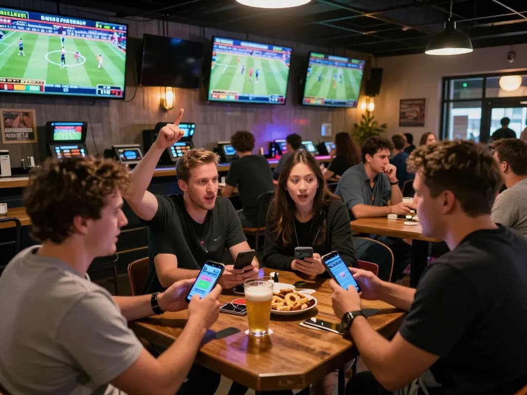 Sports fans engaging in exciting betting discussions at the best online casinos in Canada.