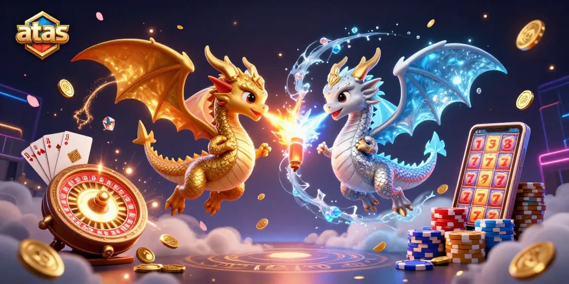 Engage with the exciting action at atas casino featuring vibrant dragons and enticing casino elements.