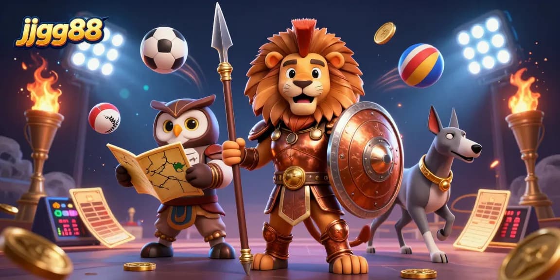 Engage with jjgg88 as the daring Spartan lion and wise owl embark on a thrilling betting adventure.
