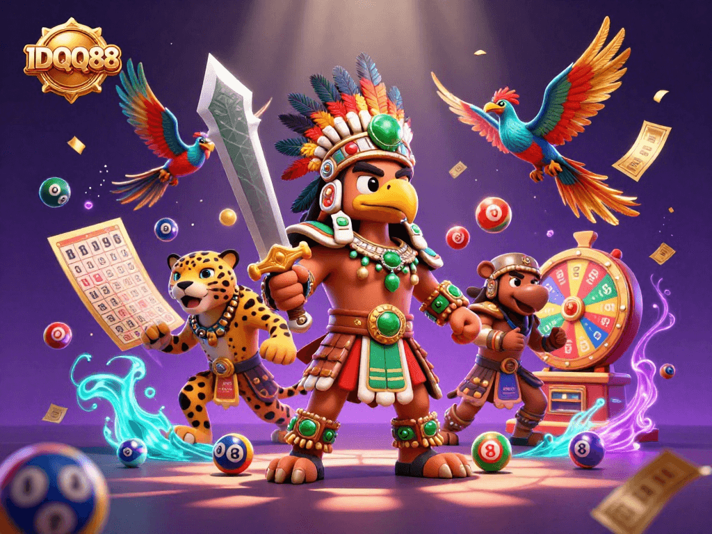 IDQQ88 showcases dynamic lottery excitement with colorful elements and engaging characters.
