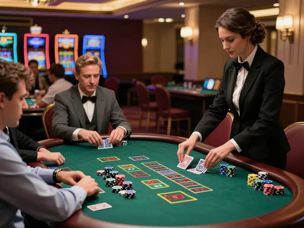 Rokok88 players strategizing at an upscale blackjack table during an exciting session.