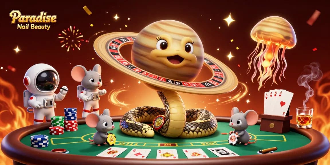 Engage in vibrant gambling with Paradise Nail Beauty's roulette scene featuring rich characters and action.