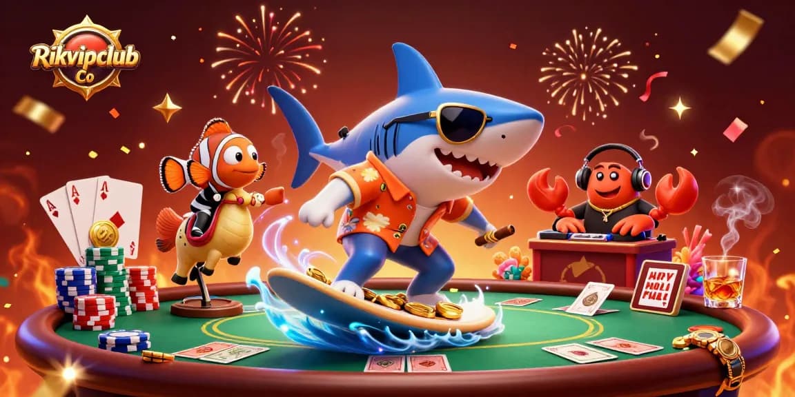 Experience thrilling games at Rikvipclub Co with vibrant 3D casino characters and lively elements.
