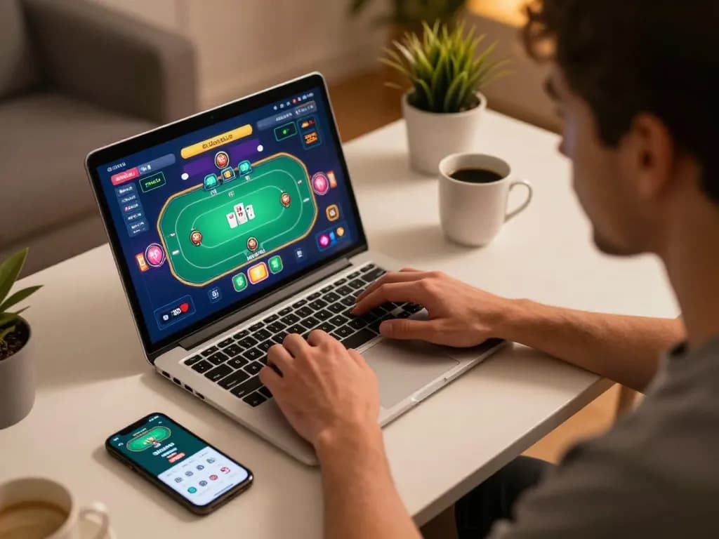 Engaging gameplay on 789club app with player strategizing in a modern home setup