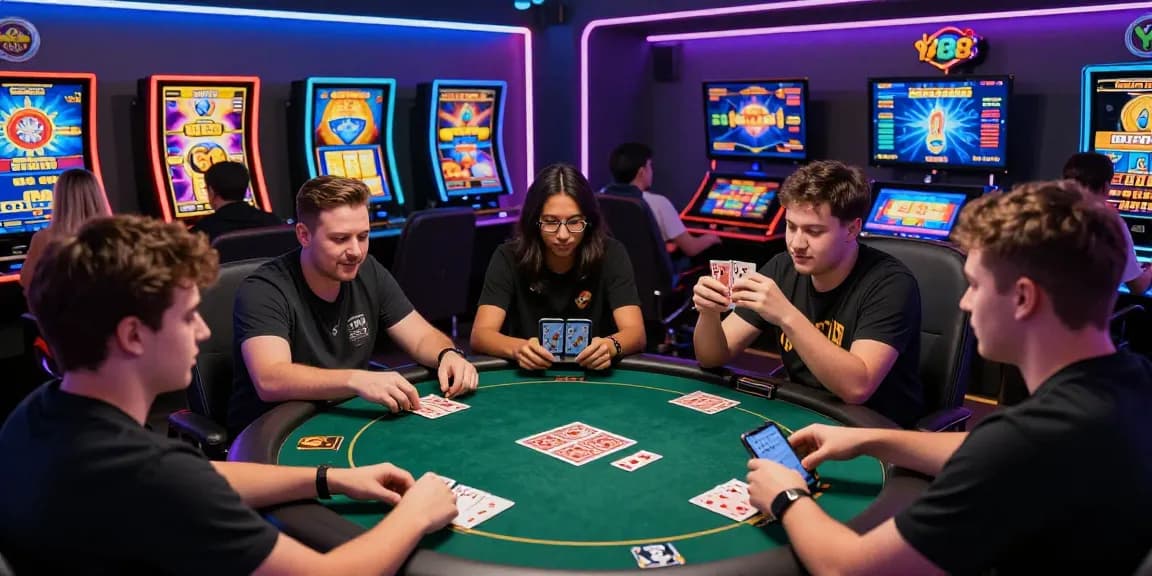Players enjoying card games at Yo88 online platform, showcasing vibrant gaming atmosphere
