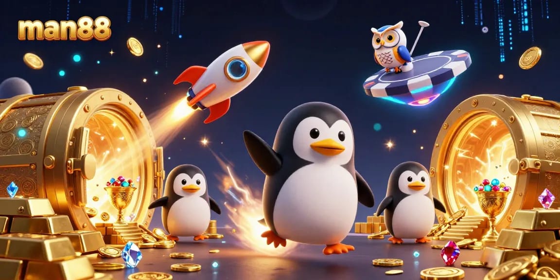 Experience thrilling gaming with man88's dazzling casino adventure in a vibrant 3D universe.
