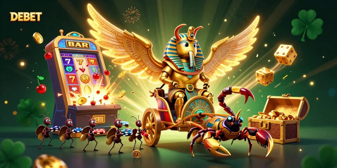 DEBET delivers thrilling gaming experiences with vibrant slot machine graphics and engaging casino action.
