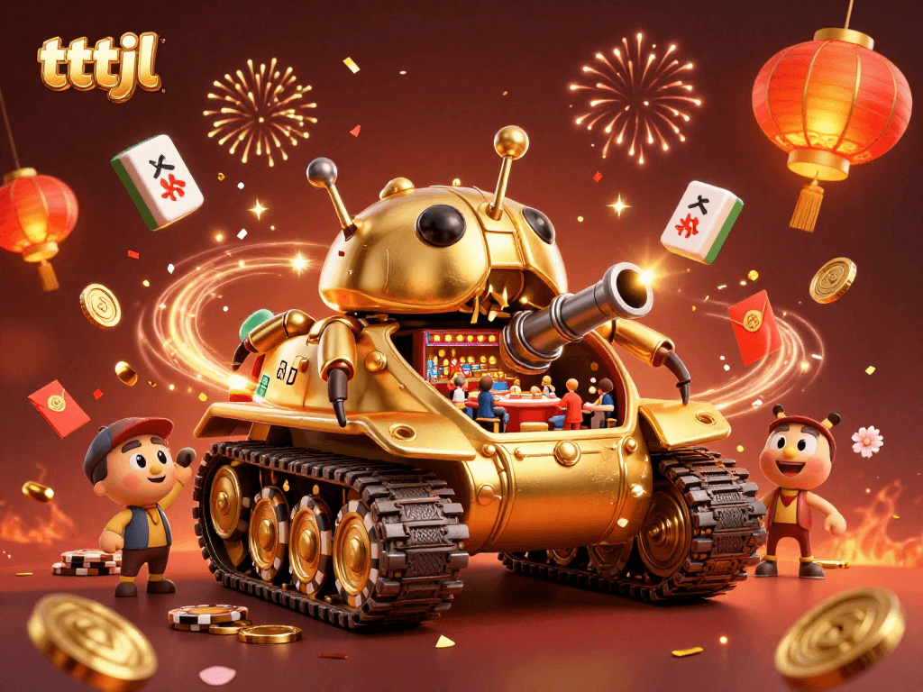 Spin the reels and win with tttjl in this vibrant 3D casino illustration.