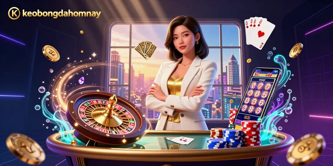 Engage in thrilling action with keobongdahomnay, showcasing a poker scene filled with dynamic winnings and rich visual details.