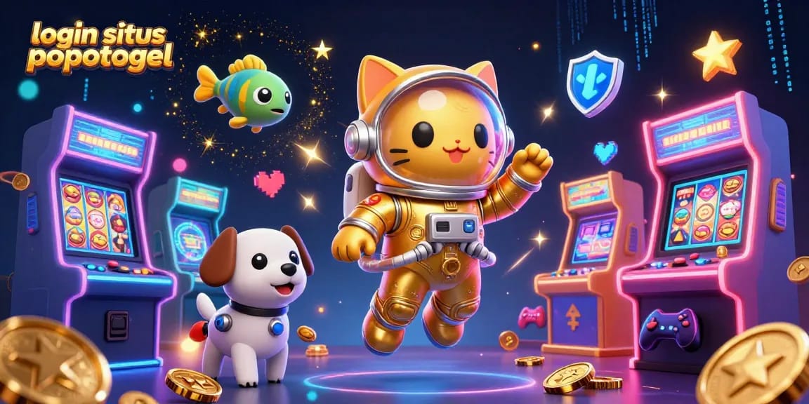 Engage with login situs popotogel and enjoy thrilling 3D casino adventures with a cat astronaut and robot dog.