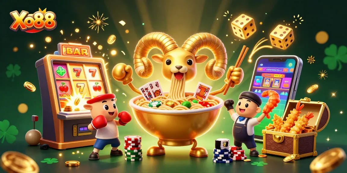 Experience thrilling wins with Xo88's vibrant casino scene filled with animated characters and dynamic game elements.