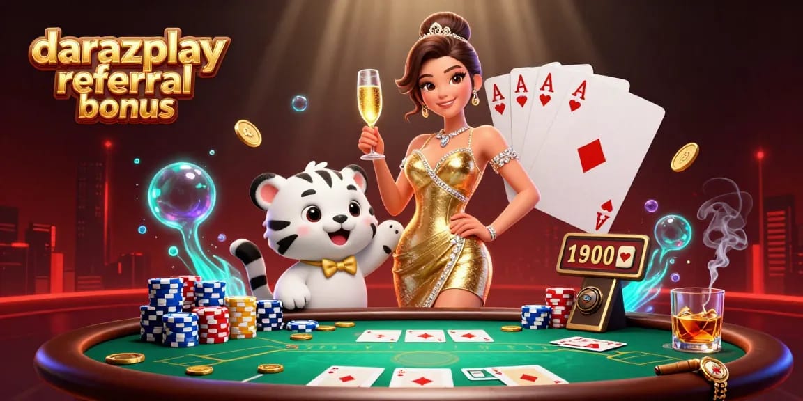 Claim your darazplay referral bonus with friends at this vibrant casino scene.
