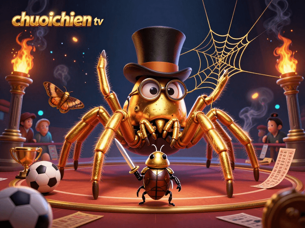 Experience thrilling action with chuoichien tv, featuring betting slips and a trophy in an immersive sports scene.