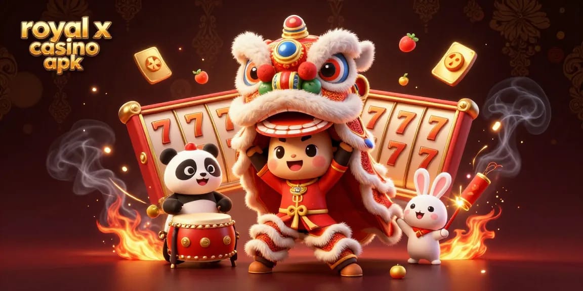 Play with the royal x casino apk in an immersive 3D illustration featuring exciting slot elements and animation.