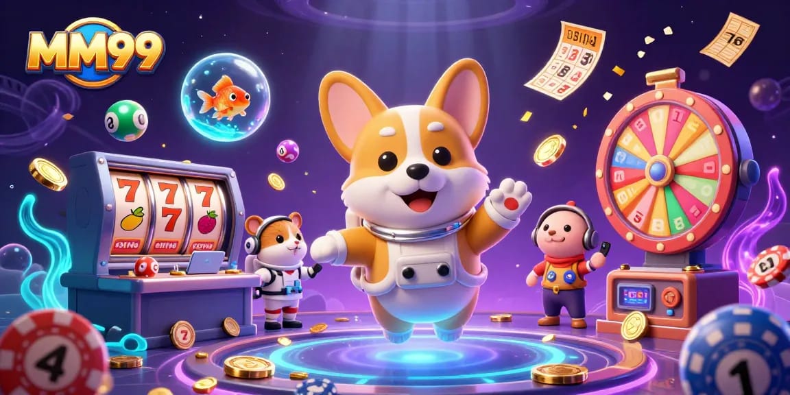 Engage with MM99's dynamic casino world featuring an astronaut corgi as players win big
