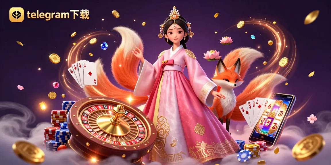 在一个充满活力的3D赌场场景中,带着幸运符号,玩老虎机并通过telegram下载获胜。