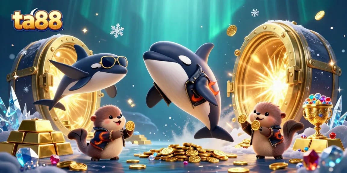 Experience ta88 casino excitement with vibrant characters and treasures in a 3D underwater scene.