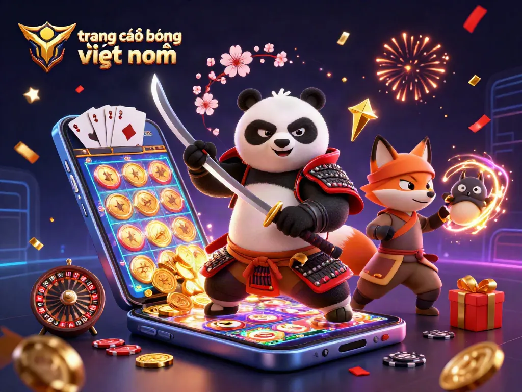 Trang cá độ bóng đá việt nam với các nhân vật 3D vui vẻ trong không gian casino sống động.