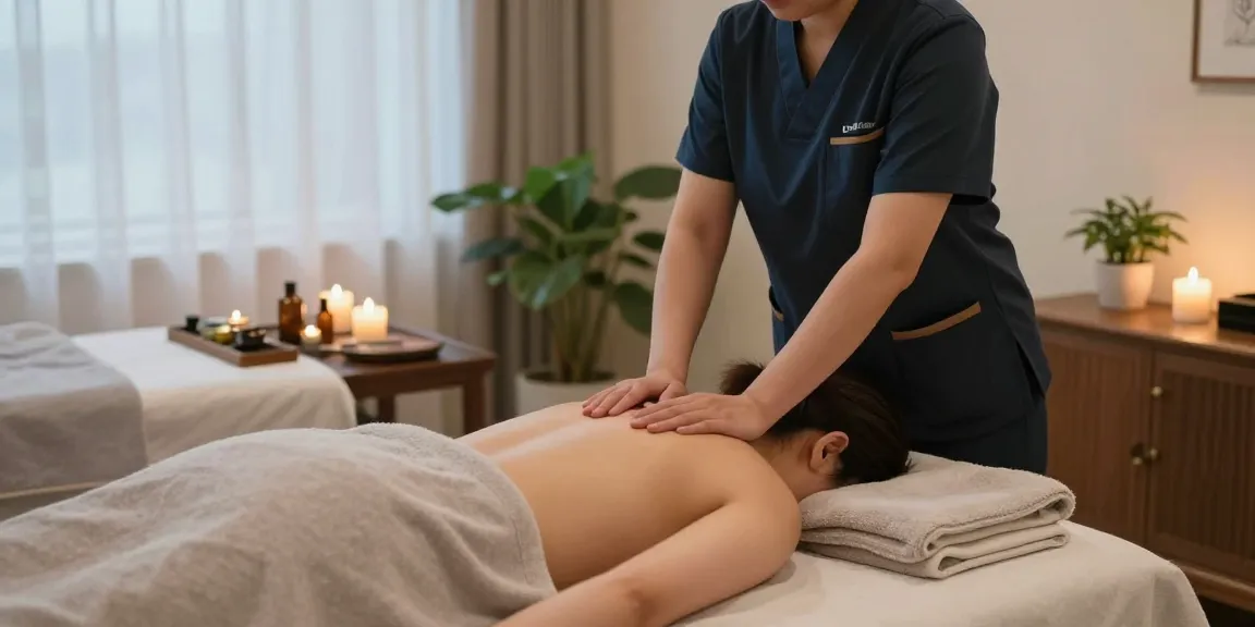 Relaxing 김포출장마사지 scene featuring a skilled therapist and tranquil ambiance.