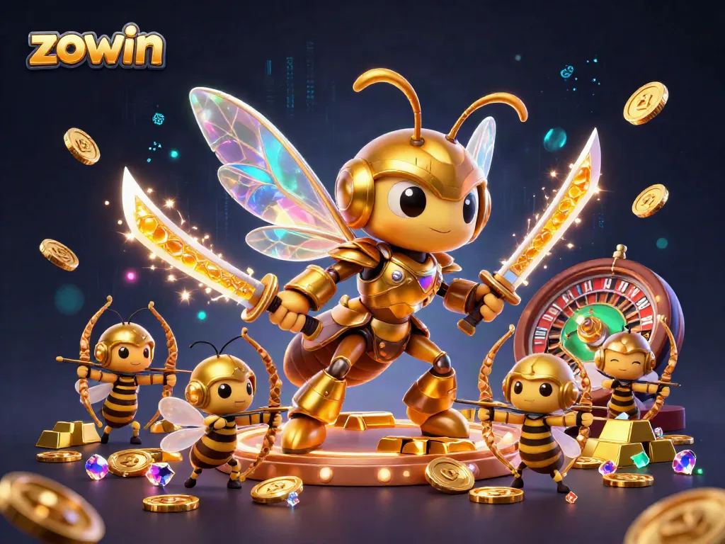 Win big with zowin in a vibrant casino scene, showcasing a unique gaming atmosphere.