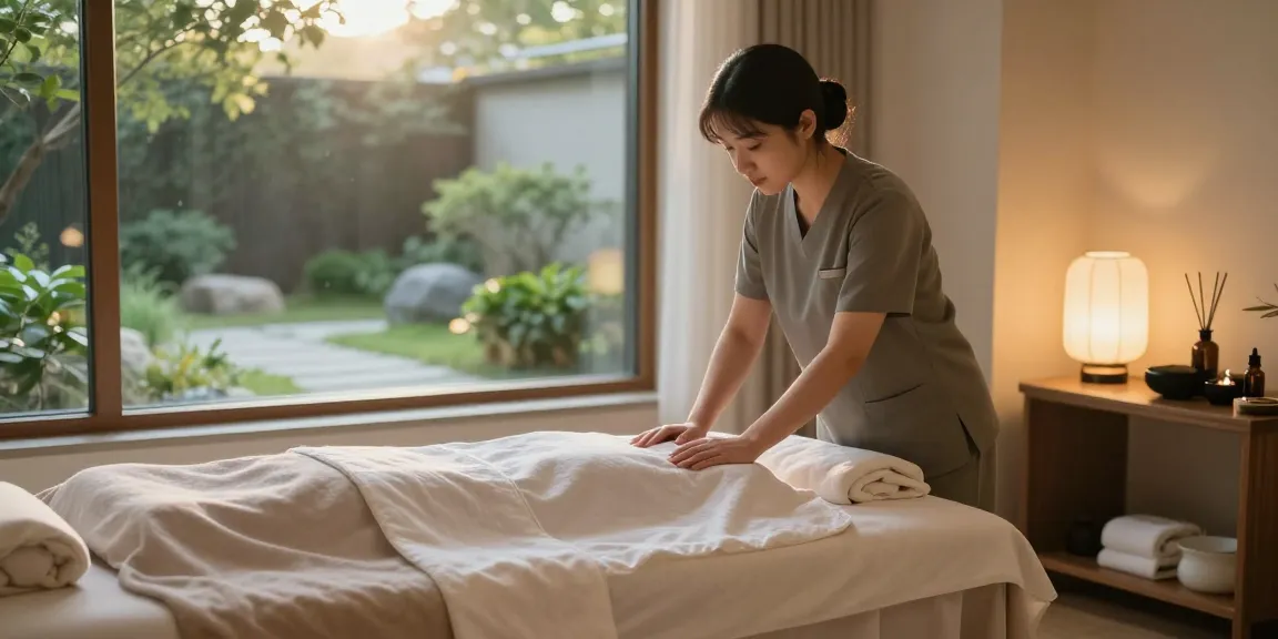 Relaxing atmosphere for 중랑구출장마사지 therapy session with soothing décor and ambient lighting.