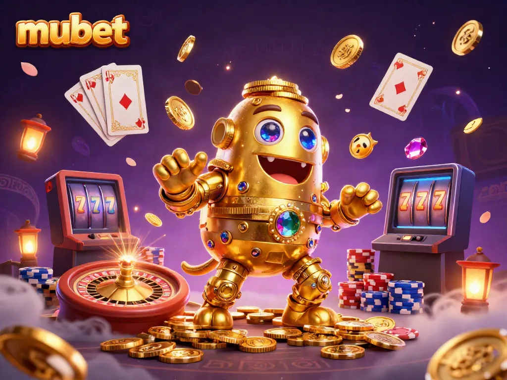 Engaging mubet casino scene featuring a golden golem and vibrant game elements.