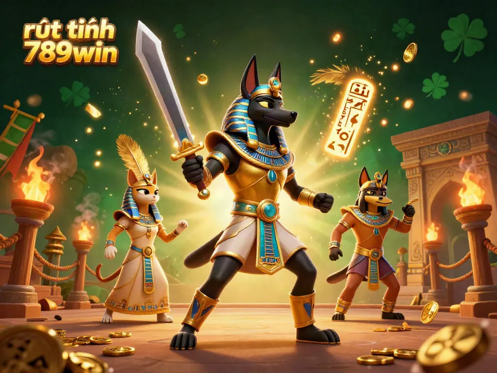 Engage with rút tiền 789win as Anubis and Bastet illustrate high-stakes gaming scenarios.