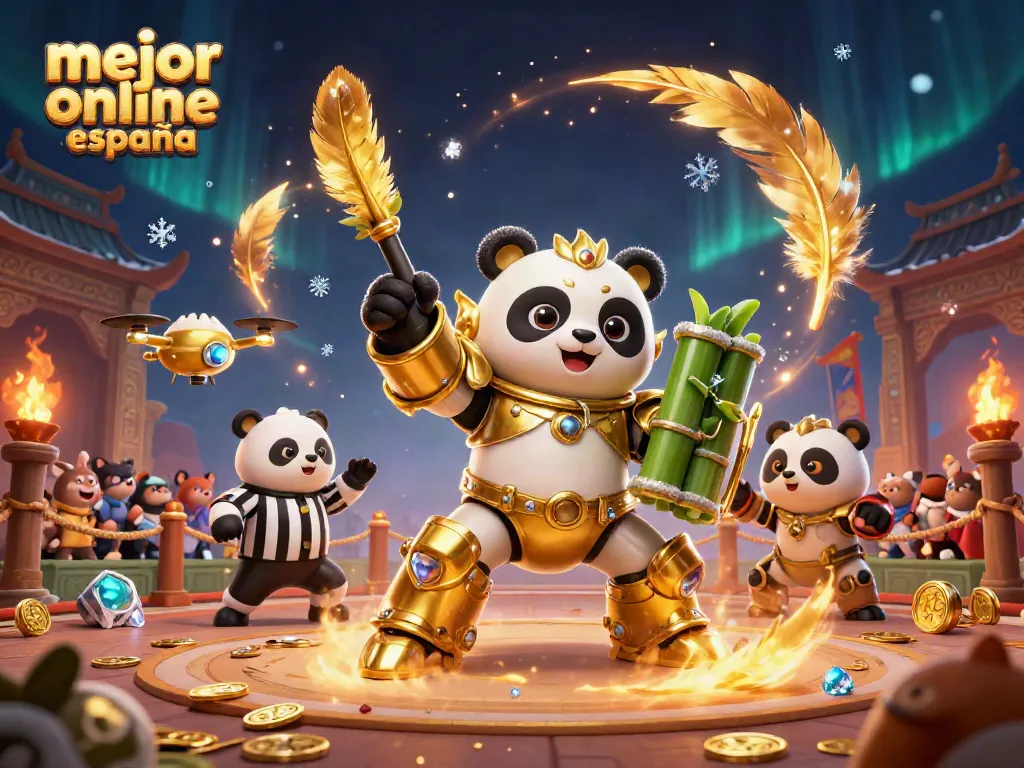 Disfruta del mejor casino online España con un panda dorado en un entorno de juego vibrante y lleno de emoción.