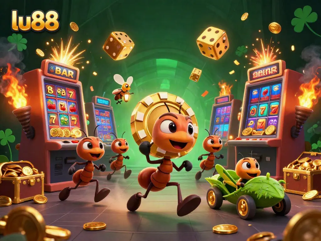 Experience an exciting heist in the casino world with lu88's animated characters and vibrant elements.