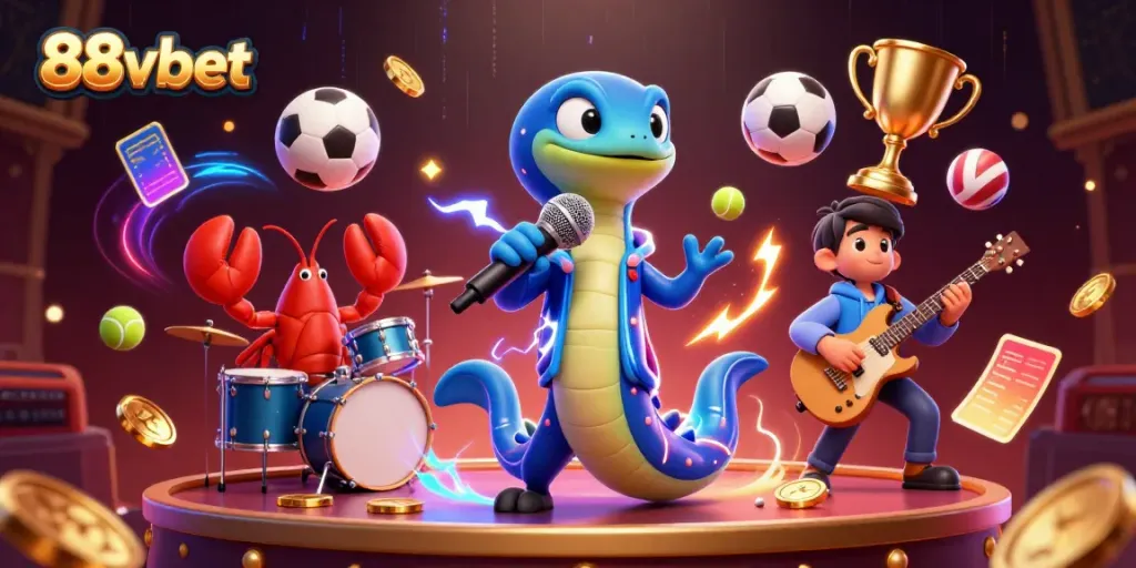 Experience exciting gameplay at 88vbet with vibrant casino scenes featuring electric eel and friends.
