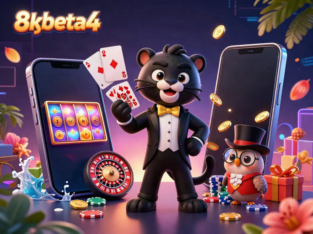 Engage with 8xbeta4's vibrant casino scene featuring unique characters and dynamic game elements.