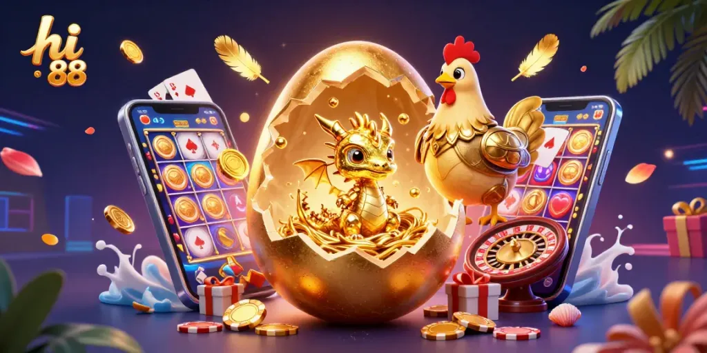 Spin the reels at hi 88 and witness the stunning golden dragon reveal on poker chips!