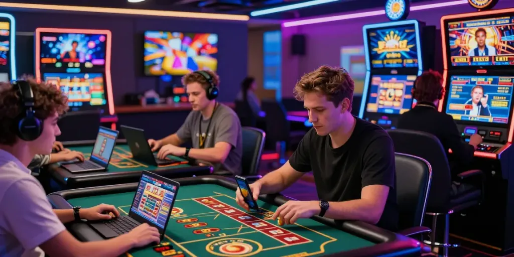 Players celebrating wins on man88 gaming platform in a vibrant online casino.