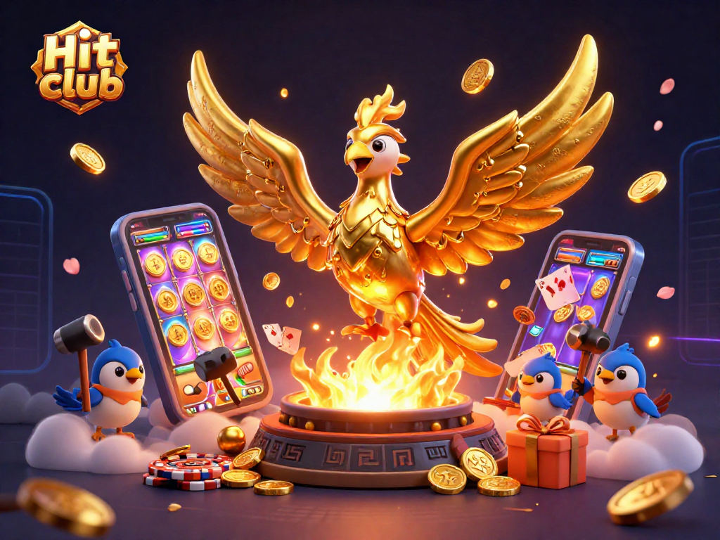 Join the Hit club with vibrant slots and dynamic games in this illustrated casino scene.
