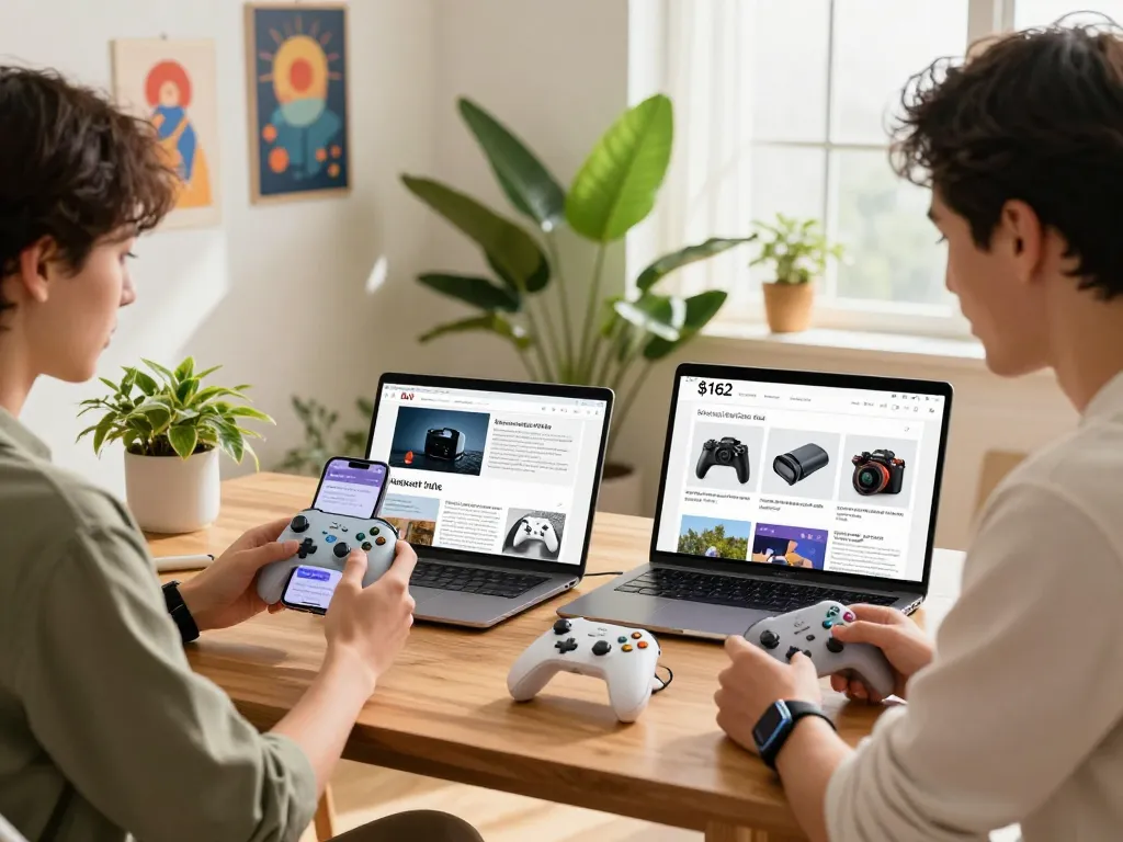 Exploring cool tech gadgets under $162 in a modern home office filled with Bluetooth devices.
