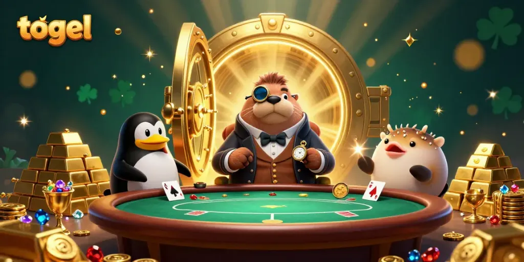 Experience thrilling togel excitement with a jolly walrus playing poker underwater.