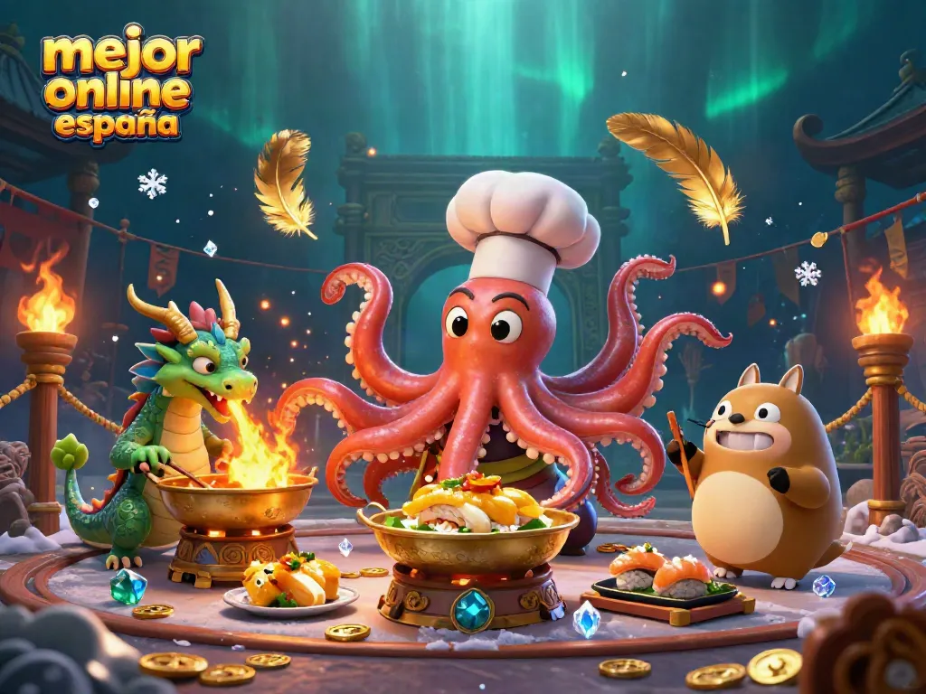 Jugando en el mejor casino online España, un octópodo chef y su dragón crean una experiencia única.