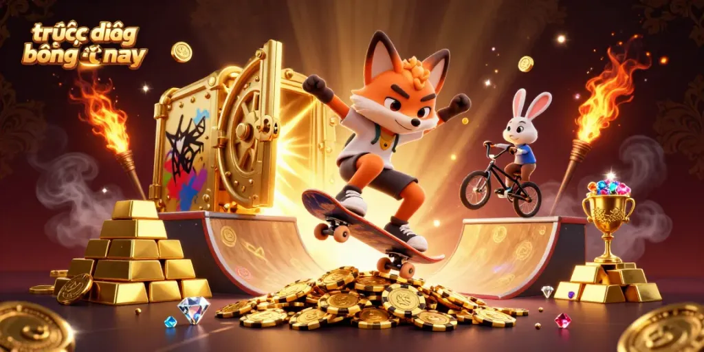 Engage with trực tiếp bóng đá hôm nay featuring dynamic 3D characters amidst a wealth of gambling elements.