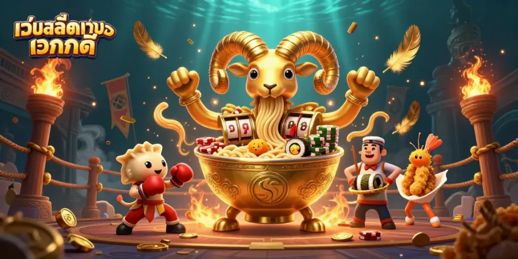 เล่นเกมสล็อตเว็บสล็อตเว็บตรง แตกดี พร้อมการ์ตูนหม้อราเมงทองในบรรยากาศคาสิโน