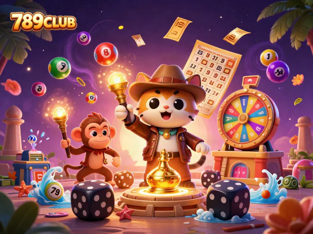 Engage in thrilling adventures at 789CLUB as an explorer cat finds riches, with winning elements all around.