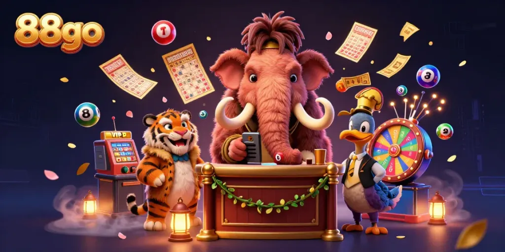 Experience casino excitement with 88go's woolly mammoth bouncer, VIP saber-tooth tiger, and dodo doorman.