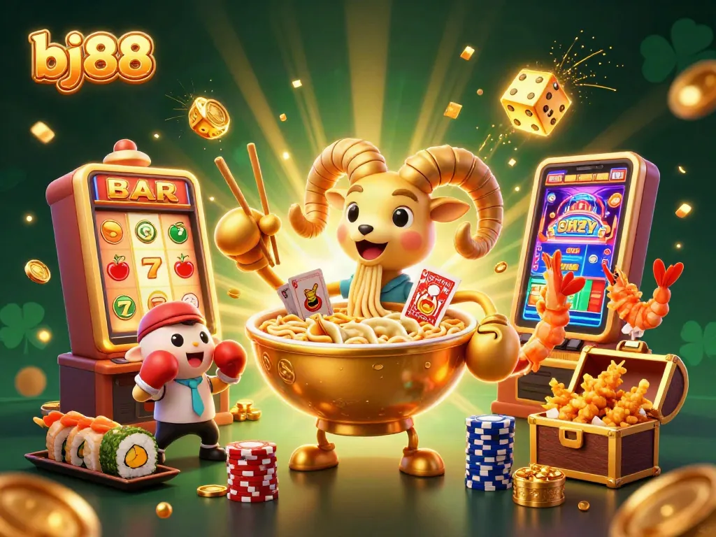 Experience thrilling casino action with bj88's vibrant 3D illustration showcasing exciting gaming elements.