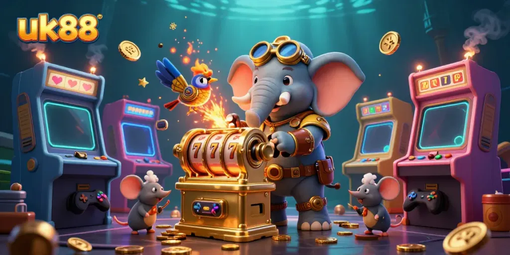 Spin jackpots at UK88 while enjoying a vibrant steampunk casino adventure featuring unique characters and enthralling game elements.